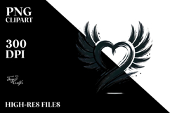 Heart with Wings Paintbrush Style PNG Product Image 2