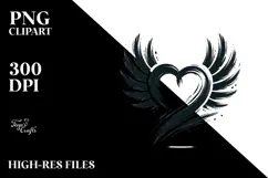 Heart with Wings Paintbrush Style PNG Product Image 2