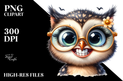 Funny Baby Owl with es, Transparent PNG Product Image 2