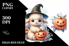 Cute Baby Lamb with Pumpkin PNG Product Image 3