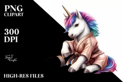 Colorful Baby Unicorn with Dojo Background PNG Product Image 3