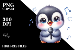 Watercolor Baby Penguin Singer PNG Product Image 2