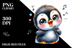 Watercolor Baby Penguin with Singer Look Product Image 2