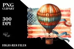 Vintage Rusted Hot Air Balloon with USA Flag Product Image 1