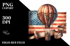 Vintage Rusted Hot Air Balloon with USA Flag Product Image 1
