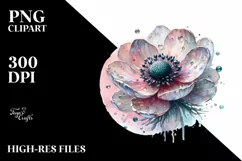 Shiny Anemone Made of Material | Sublimation Clipart Product Image 1