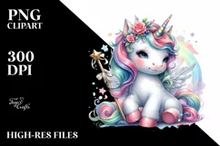 Colorful Baby Unicorn with Pole PNG Product Image 3