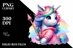 Colorful Baby Unicorn with Pole PNG Product Image 1