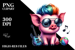 Cute Baby Pig Running with Cool Haircut PNG Product Image 2