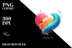 Colorful Paintbrush Heart PNG Product Image 2