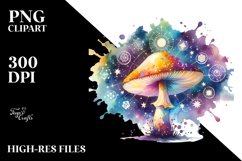 Magical Celestial Mushroom Sublimation Clipart Product Image 1