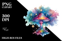 Magical Celestial Mushroom Sublimation Clipart Product Image 1