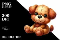 cute Plush Dog Watercolor Flower Clipart Product Image 1