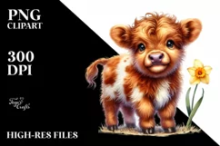Cute Highland Cow on Star | Clipart Product Image 1