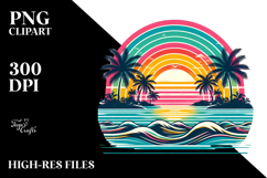 Retro Tropical Rainbow Sunset PNG Product Image 2