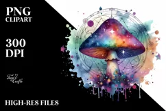 Colorful Magical Mushroom Watercolor PNG Product Image 1