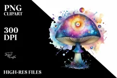 Colorful Watercolor Magical Mushrooms | Clipart Product Image 3