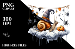 Halloween Snail Sitting on Cloud PNG Product Image 2