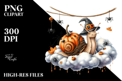 Halloween Snail Sitting on Cloud PNG Product Image 2