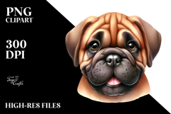 Happy Cute Bullmastiff Dog, Watercolor Art Product Image 2