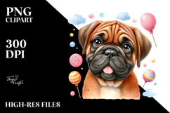 Happy Cute Bullmastiff Dog, Watercolor Design Product Image 2