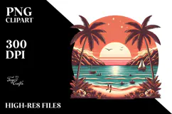 Vintage Tropical Beach Sunset, 20 oz Tumbler Product Image 2