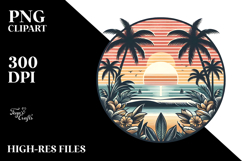 Vintage Tropical Beach Sunset, 20 oz Tumbler Product Image 2