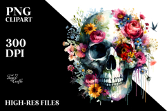 Colorful Skull with Spring Flowers PNG Product Image 2