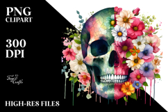 Colorful Skull made of Spring Flowers, High-Quality PNG Product Image 2
