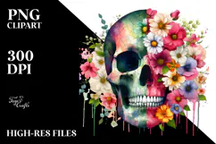 Colorful Skull made of Spring Flowers, High-Quality PNG Product Image 2