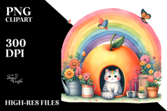 Colorful Cat House with Large Fruit | Clipart Product Image 2