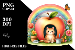 Colorful Cat House with Large Fruit | Clipart Product Image 2