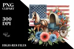 Colorful Flower Horse Wagon Sticker Clipart Product Image 1