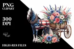 Colorful Flower Horse Wagon Sticker Clipart Product Image 3