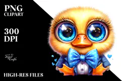 Cute Baby Duck with Bowtie PNG Product Image 2