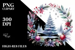 Vibrant Watercolor Christmass Winter Tree PNG Product Image 3