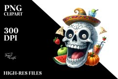 Funny Watercolor Halloween Skull | Clipart Product Image 1