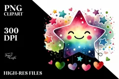 Colorful Star with Hearts, PNG Product Image 2