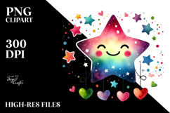 Simple Smiling Star with Hearts PNG Product Image 2