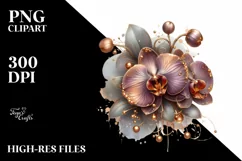 Glossy Orchid Made of Shiny Material | Sublimation Clipart Product Image 3