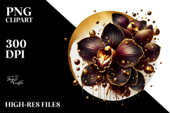 Detailed Golden Watercolor Orchid Splash Product Image 2