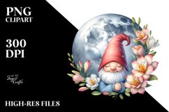 Gnome with Freesia Floral Frame PNG Product Image 2