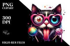 Funny Spooky Cat with Sunglasses, PNG Product Image 2