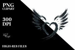 Brush Heart Wings PNG Product Image 2