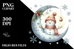 Whimsical Snowman with Snowflakes PNG Product Image 1