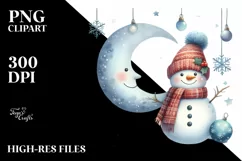 Whimsical Snowman with Snowflakes PNG Product Image 3