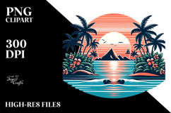 Vintage Tropical Flower Sun Clipart PNG Product Image 2