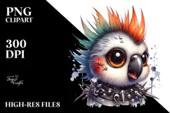 Cute Baby Parrot with Punk Look PNG Product Image 2