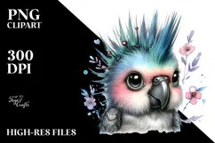 Cute Baby Parrot with Punk Look PNG Product Image 2