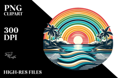 Retro Tropical Rainbow Sunset PNG Product Image 2
